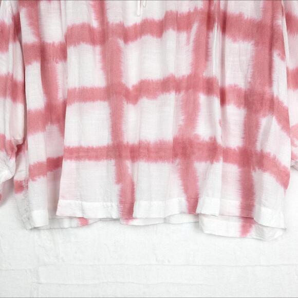 Lucky Brand Boho Blouse Top Large White Pink Tie Dye - Picture 4 of 15